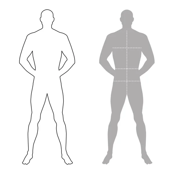 Módní člověka nastínil šablony obrázek silueta s označené tělem — Stockový vektor