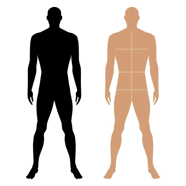 Mode homme silhouette modèle solide avec corps marqué — Image vectorielle