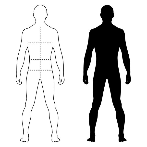 Fashion man outlined template figure silhouette with marked body