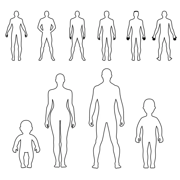 Vorne volle Länge, hinten menschliche Silhouette — Stockvektor