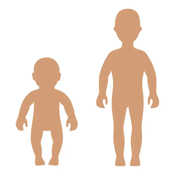 Silueta delantera de longitud completa niño, conjunto de bebé — Vector de stock