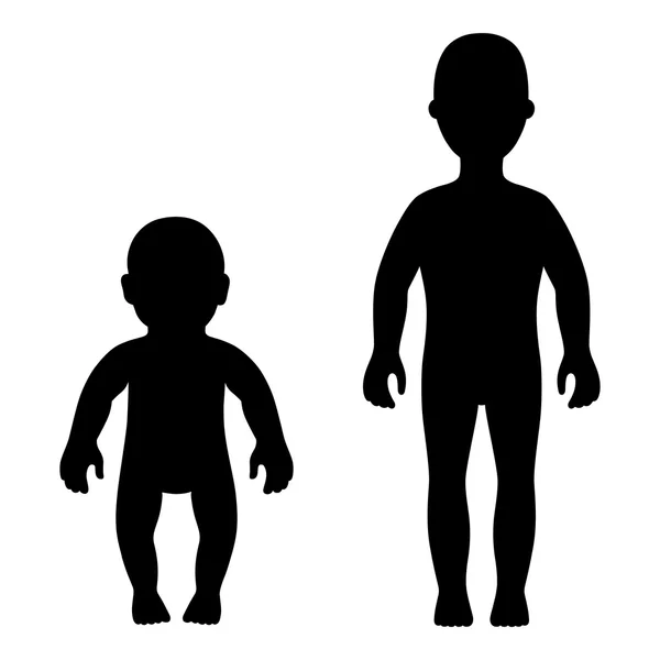 Silhouette avant pleine longueur enfant, ensemble bébé — Image vectorielle