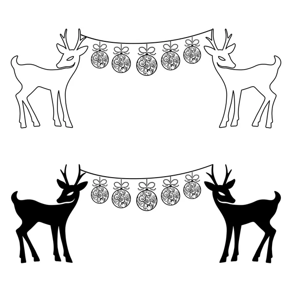 Cerfs & boules de Noël — Image vectorielle