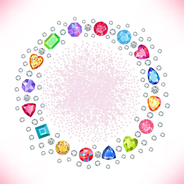 Colored gems square round frame — Stock Vector