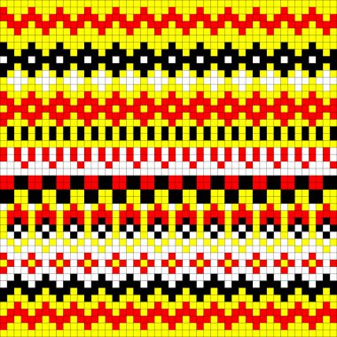 Geometrik dikişsiz Jacquard nakışı ya da örgü şeması motif arka planı, izole vektör çizimi. Giyim tekstili için: kazak, çorap, atkı; iç döşeme: peçete, yastık