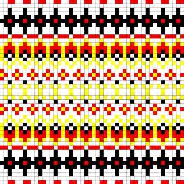 Geometrik dikişsiz Jacquard nakışı ya da örgü şeması motif arka planı, izole vektör çizimi. Giyim tekstili için: kazak, çorap, atkı; iç döşeme: peçete, yastık