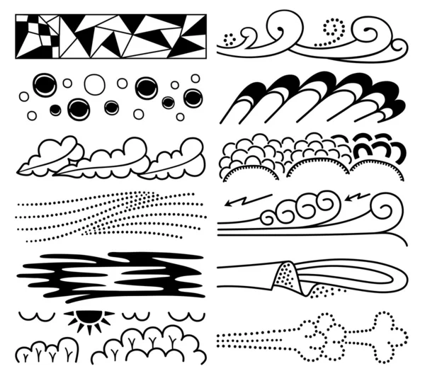 Nature interaction environments brush backgrounds set — Stock Vector