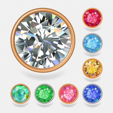 Round shape top view bezel colored gems clipart