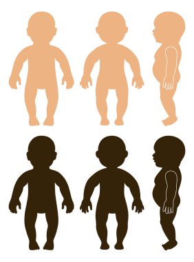 Tam uzunlukta önünde, ayakta, Bebek silhouet yalan yan, arka görünüm
