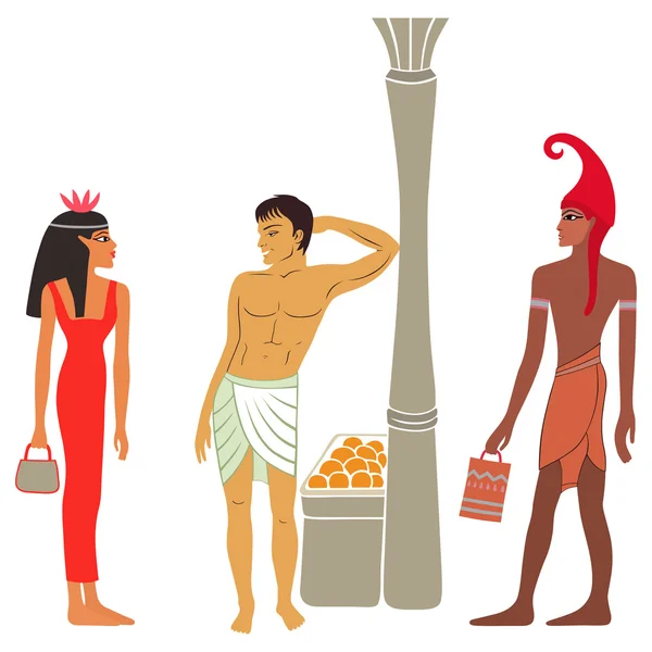 Negociaciones de mercado antiguo egipcio-griego — Archivo Imágenes Vectoriales