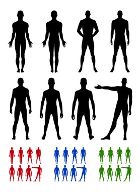 Tam uzunlukta ön, arka adam kümesi silüeti