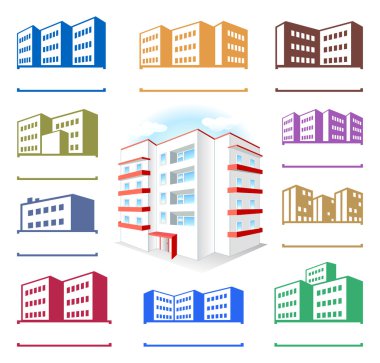 Site simgeleri logo koymak bina Multistoried