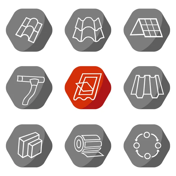 Sale buildings materials (roof, facade) site icons set — Stock Vector