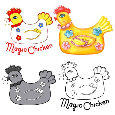 Magic chicken set clipart