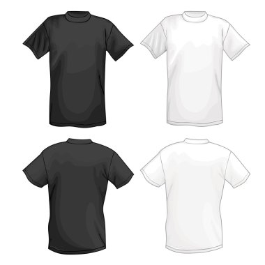 Beyaz ve siyah vektör t-shirt tasarım şablonu (ön & arka)