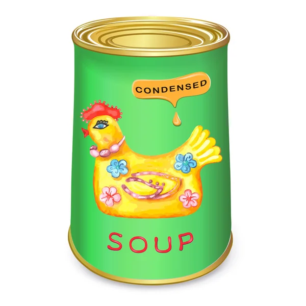 Boîte de soupe de poulet magique condensée — Image vectorielle