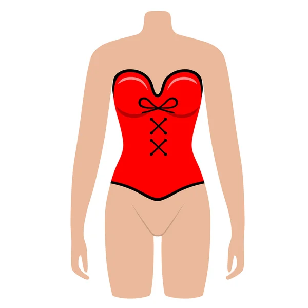 紧身胸衣平面样式女人人体躯干 — 图库矢量图片