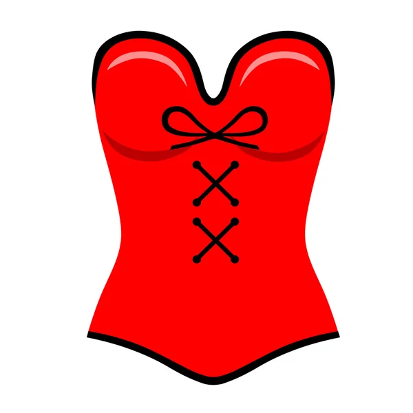 Corset roșu stil plat — Vector de stoc