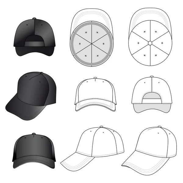 Baseball, modèle de casquette de tennis — Image vectorielle