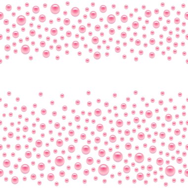 Seamless scattered pink pearls (gems, rhinestones) isolated on w clipart