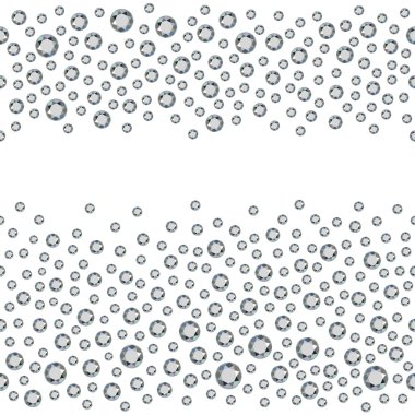 Seamless scattered diamonds (gems, rhinestones) isolated on whit clipart