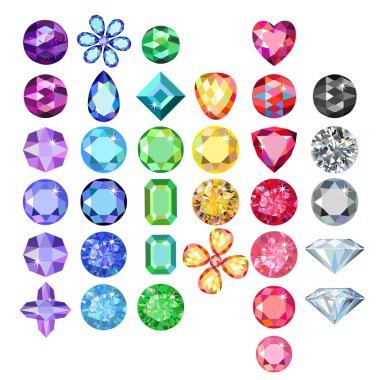 Seamless scattered borders of gems clipart