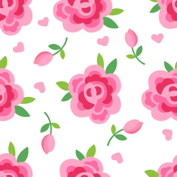 粉红色玫瑰无缝背景 — 图库矢量图片
