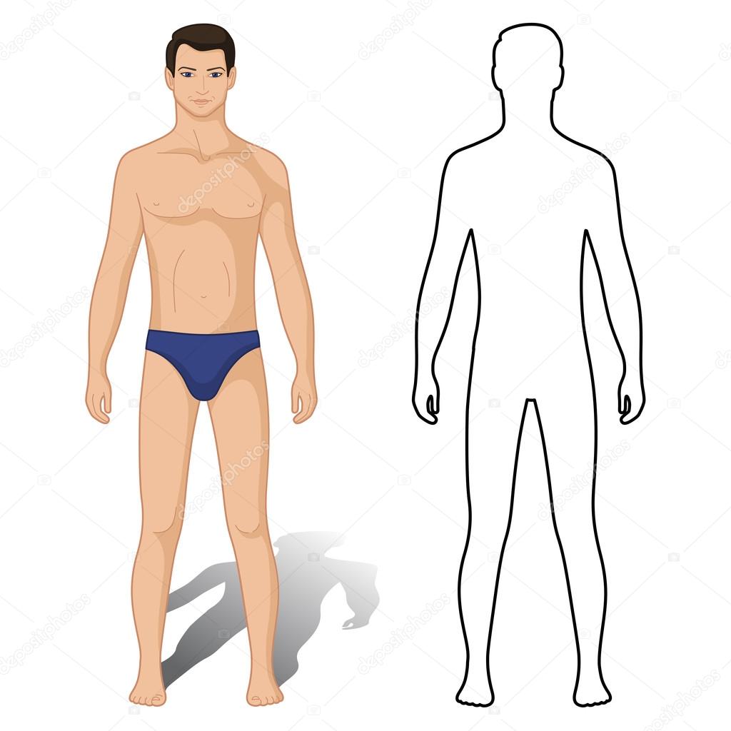 Fashion man colored & outlined template figure