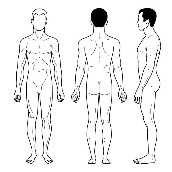 패션 남자 설명 템플릿 전체 길이 그림 실루엣 — 스톡 벡터