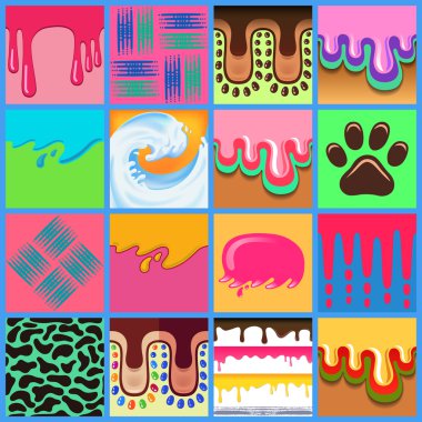 Colored seamless pattern drips set clipart