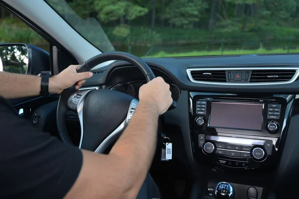 Steering wheel in car — Stock Photo, Image