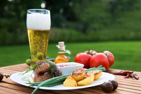 Tasty grilled meat sausages — Stock Photo, Image