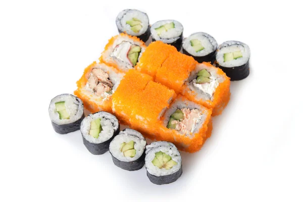 Delicioso conjunto de rolos de sushi — Fotografia de Stock