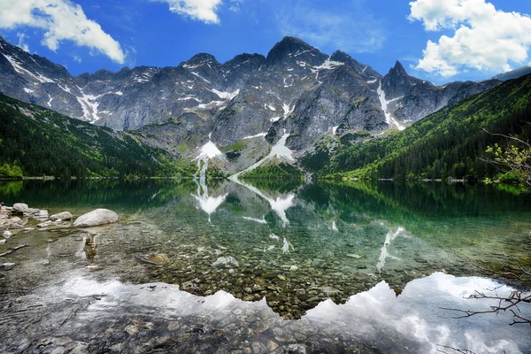 Sommets de montagne et ciel bleu — Photo