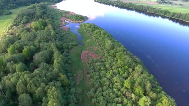Vista aérea do rio nos campos — Vídeo de Stock