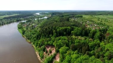 Nehir ve ormanın havadan görünüşü