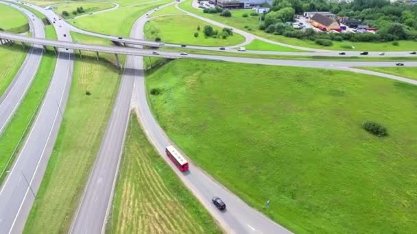 Aerial view of big roadcross — Stock Video