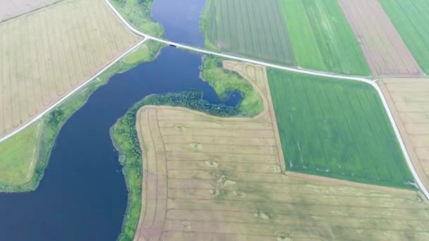 Beautiful river landscape. Aerial view — Stock Video