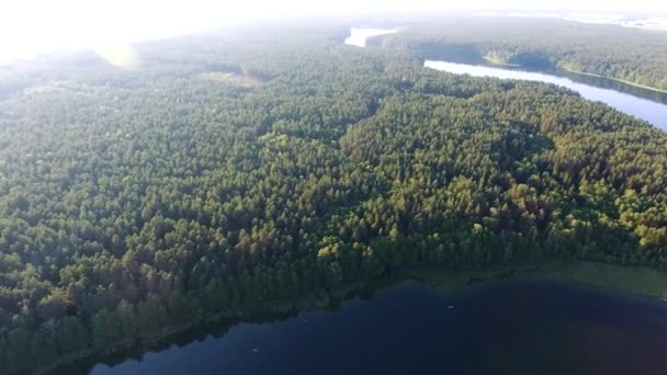Красивый вид на озеро с воздуха — стоковое видео