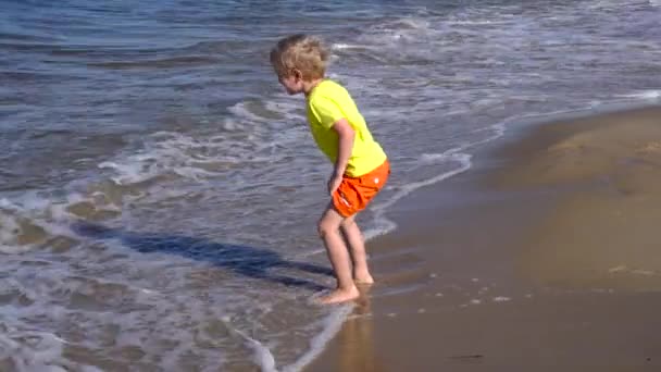 Niño pequeño en la playa — Vídeos de Stock