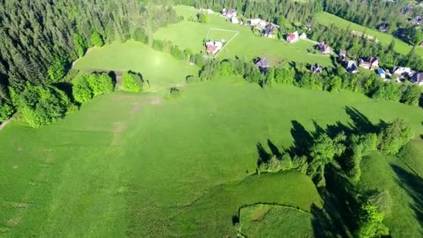 Zöld montains völgy légifelvételek — Stock videók