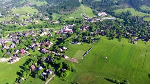 Green montains valley aerial view — Stock Video