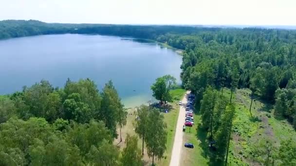 Beautiful lake aerial view — Stock Video