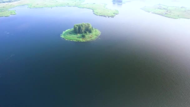 Pequeña isla en el lago — Vídeo de stock