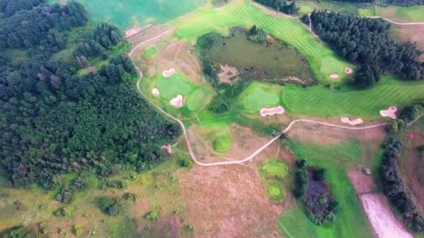 Vista aérea de campos de golf — Vídeo de stock