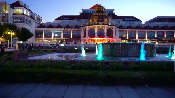 Colored fountain night view — Stock Video