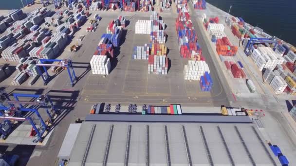 Vue aérienne du grand port de marchandises — Video