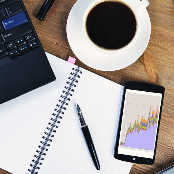 Taccuino e tazza di caffè — Foto Stock