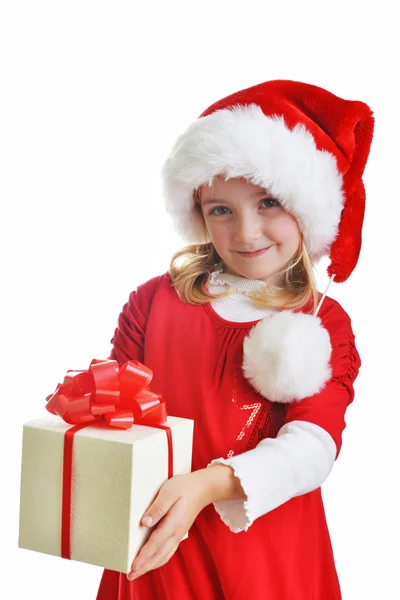 산타 모자에 소녀 — 스톡 사진