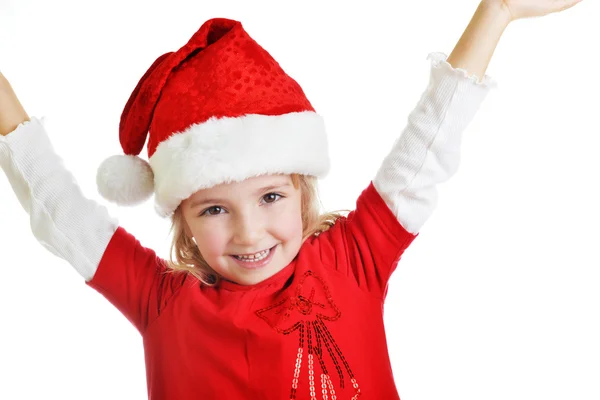 Fille en bonnet Père Noël — Photo